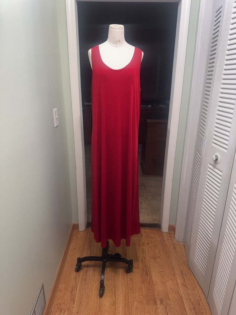 Vintage Red Sleeveless Maxi Tank Dress